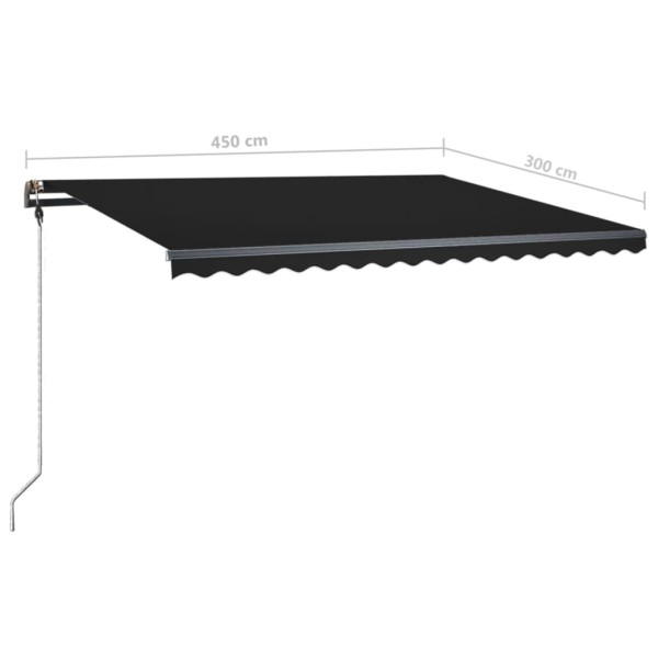 Toldo retráctil manual con luz LED gris antracita 450x300 cm