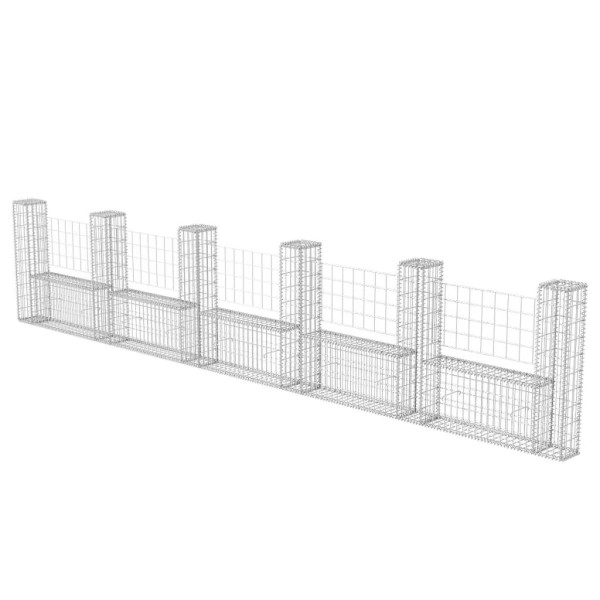 Cesta en forma de U muro de gaviones galvanizado 570x20x100 cm