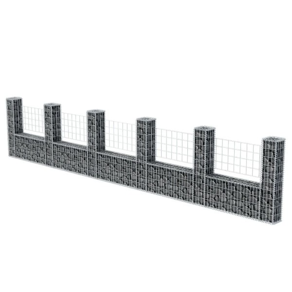 Cesta en forma de U muro de gaviones galvanizado 570x20x100 cm