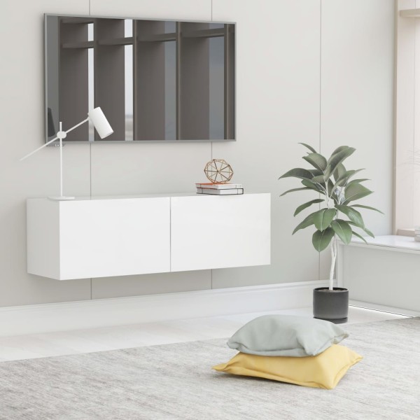 Mueble para TV pared madera contrachapada blanco 100x30x30 cm