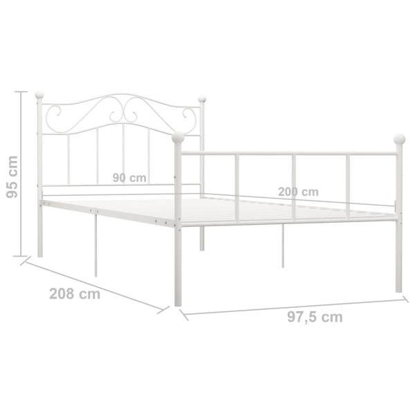 Estructura de cama de metal blanco 90x200 cm