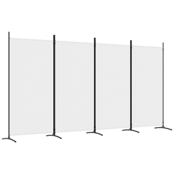 Biombo divisor de 4 paneles de tela blanco 346x180 cm