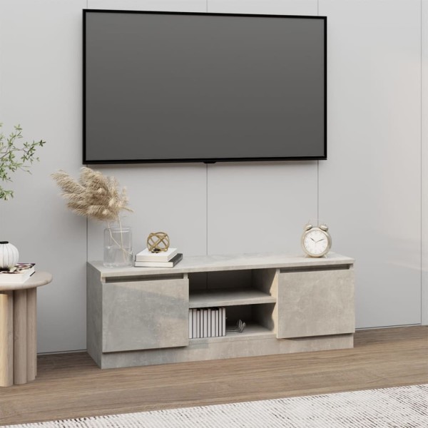 Mueble de TV con puerta gris hormigón 102x30x36 cm