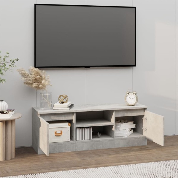 Mueble de TV con puerta gris hormigón 102x30x36 cm