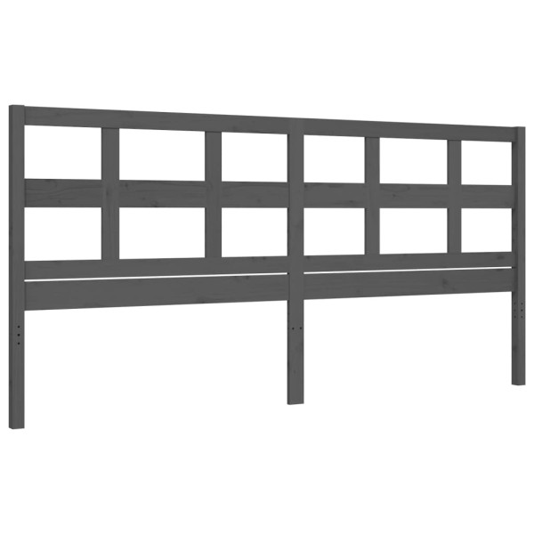 Estructura cama de matrimonio con cabecero madera maciza gris