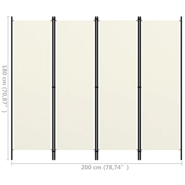 Biombo divisor de 4 paneles blanco crema 200x180 cm