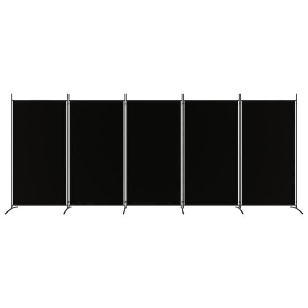 Biombo divisor de 5 paneles de tela negro 433x180 cm