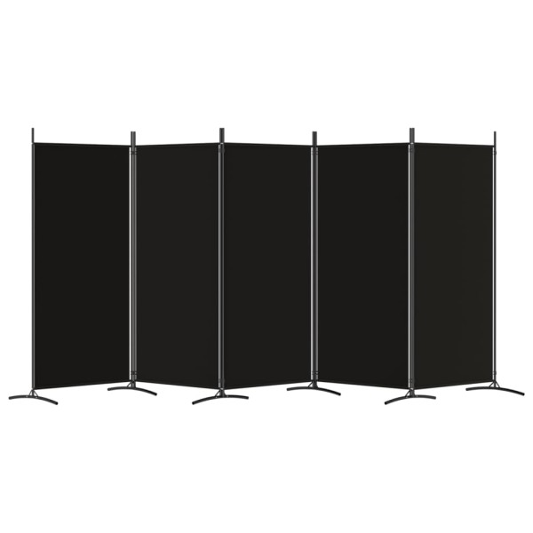 Biombo divisor de 5 paneles de tela negro 433x180 cm