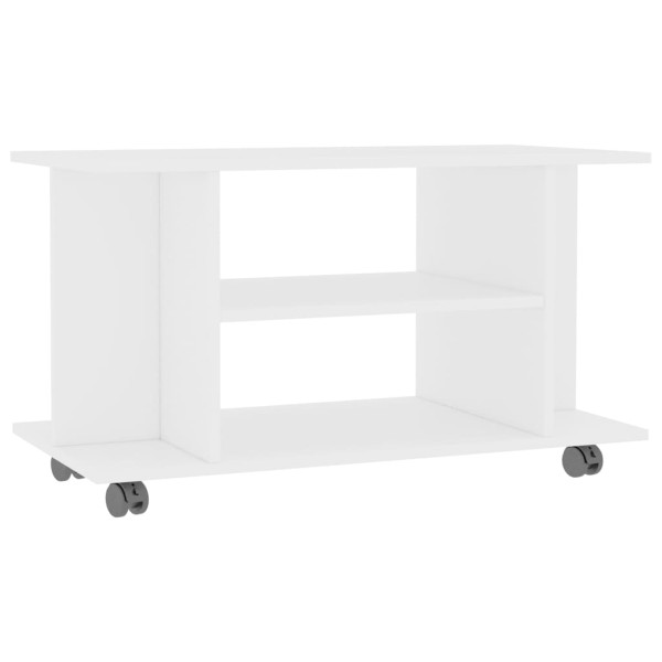 Mueble de TV con ruedas madera de ingeniería blanco 80x40x45 cm