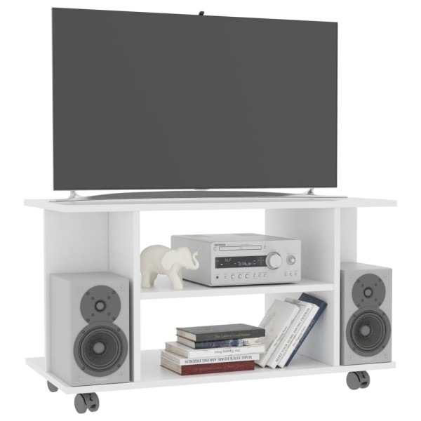 Mueble de TV con ruedas madera de ingeniería blanco 80x40x45 cm