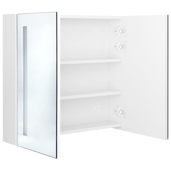 Armario de baño con espejo LED blanco brillante 62x14x60 cm