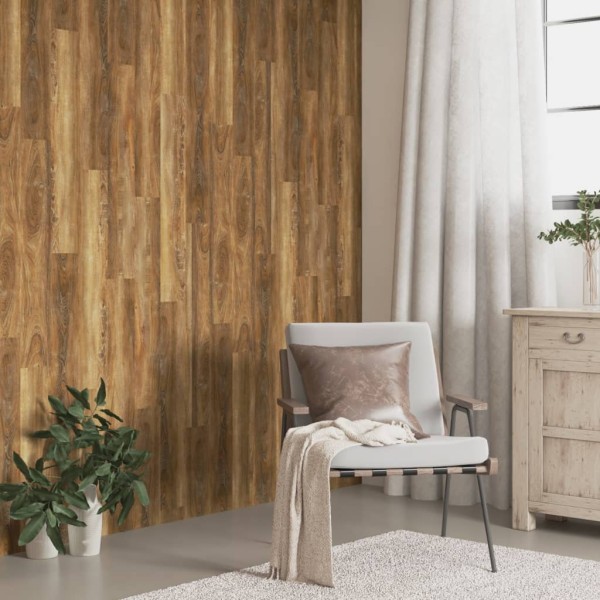 Paneles de pared con aspecto de madera PVC marrón 2,06 m²