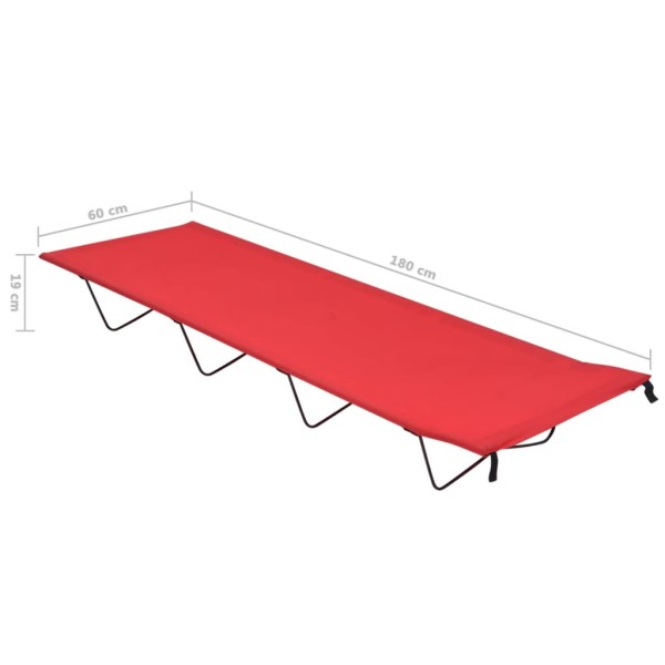 Camas de camping 2 uds tela Oxford y acero rojo 180x60x19 cm