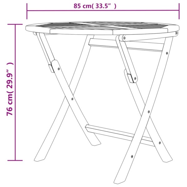 Mesa de jardín plegable madera de teca maciza 85x76 cm