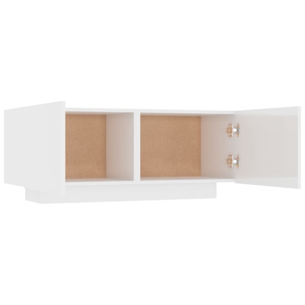 Mueble de TV madera contrachapada blanco brillo 100x35x40 cm