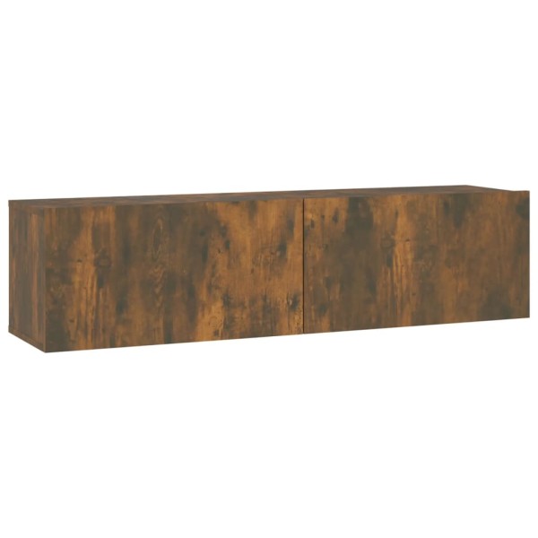 Mueble de pared TV contrachapado roble ahumado 120x30x30 cm