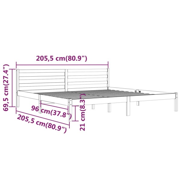 Estructura de cama madera maciza de pino blanco 200x200 cm