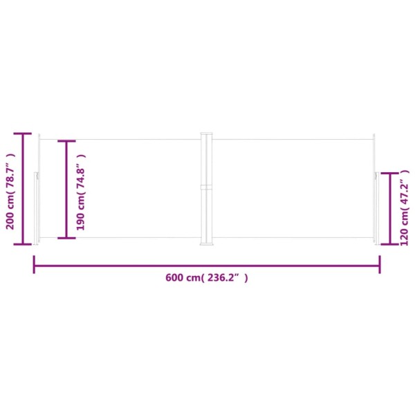 Toldo lateral retráctil crema 200x600 cm