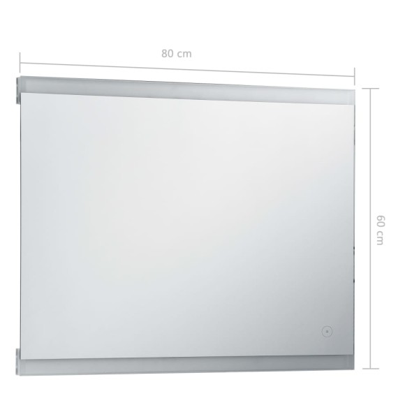 Espejo de pared de baño con LED y sensor táctil 80x60 cm