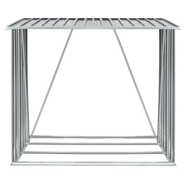 Casetilla para leña acero galvanizado gris 163x83x154 cm