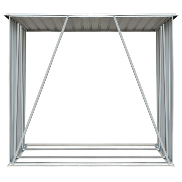 Casetilla para leña acero galvanizado gris 163x83x154 cm