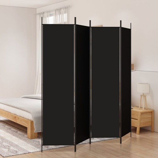 Biombo divisor de 4 paneles de tela negro 200x200 cm