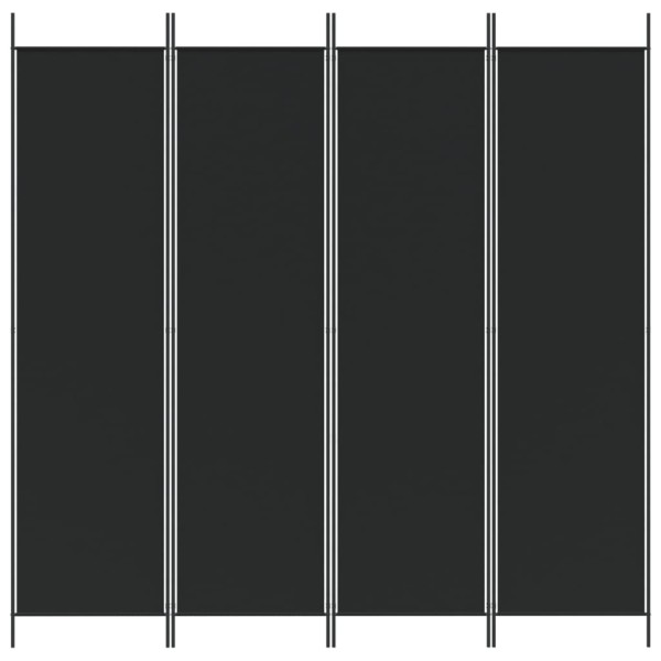 Biombo divisor de 4 paneles de tela negro 200x200 cm