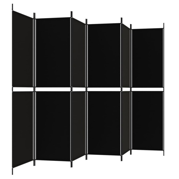 Biombo divisor de 6 paneles de tela negro 300x200 cm