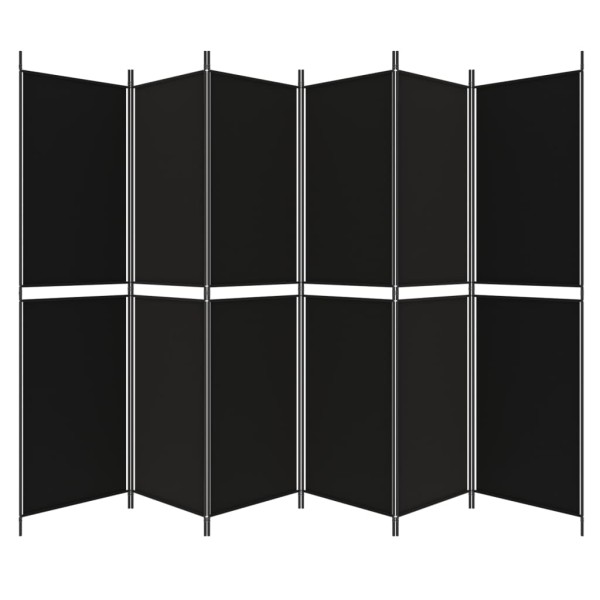 Biombo divisor de 6 paneles de tela negro 300x200 cm