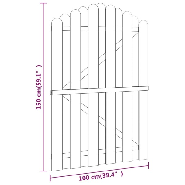 Puerta de valla de madera de pino impregnada 100x150 cm