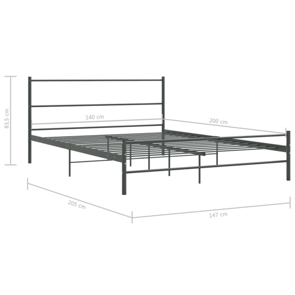 Estructura de cama de metal gris 140x200 cm