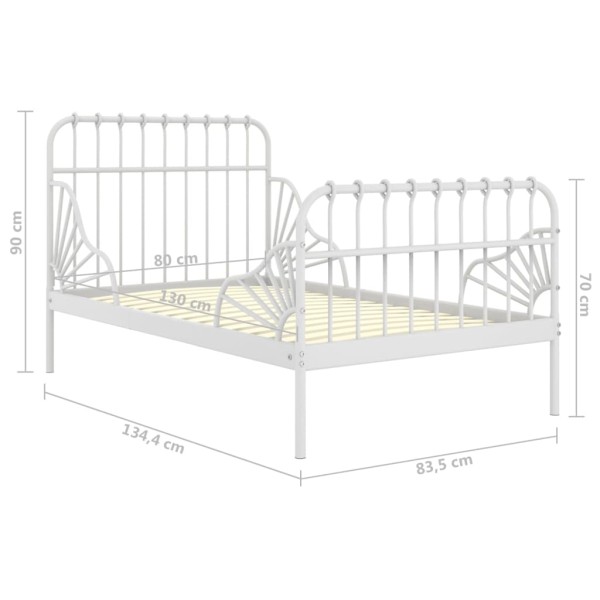 Estructura de cama extensible metal blanca 80x130/200 cm