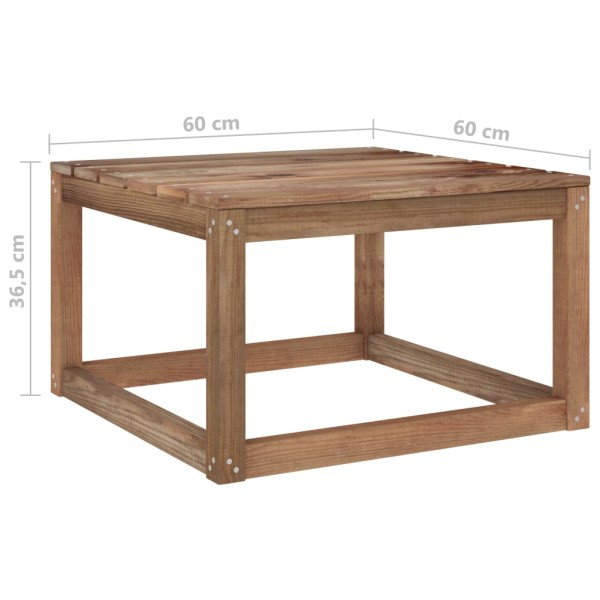 Mesa de palés de jardín madera impregnada marrón 60x60x36,5 cm