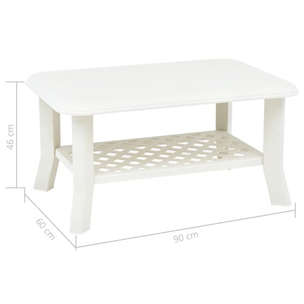 Mesa de centro de plástico blanco 90x60x46 cm