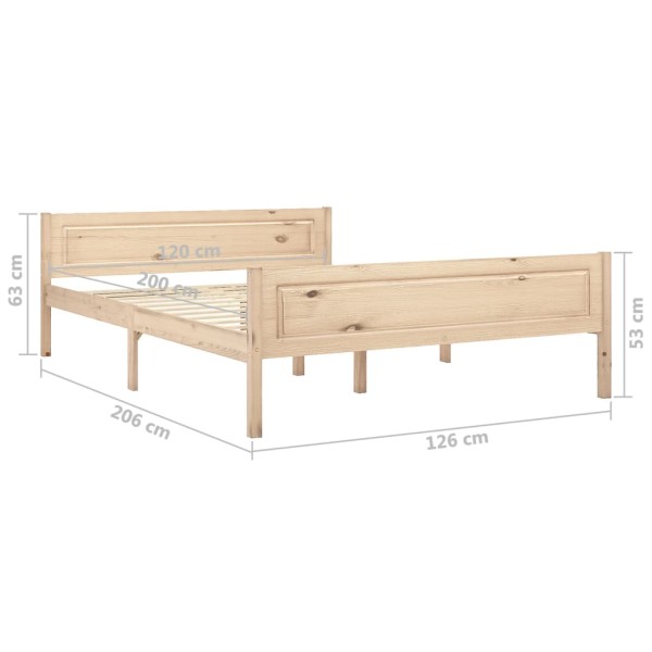 Estructura de cama de madera maciza de pino 120x200 cm