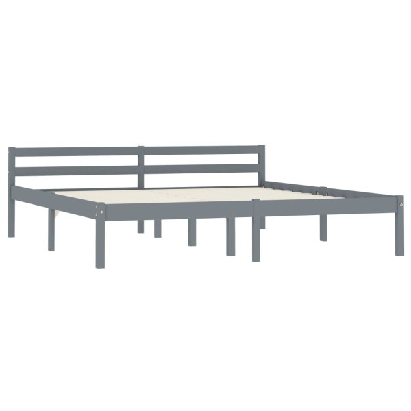 Estructura de cama de madera maciza de pino gris 160x200 cm