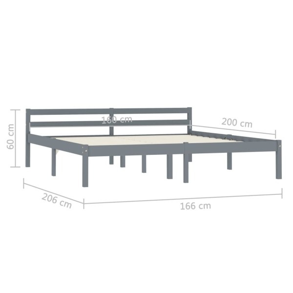 Estructura de cama de madera maciza de pino gris 160x200 cm