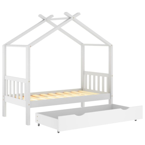 Estructura cama niños con cajón madera pino blanco 80x160 cm