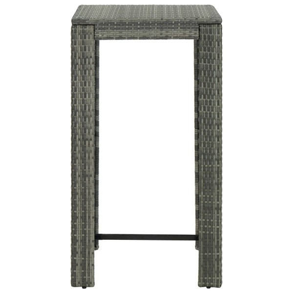 Mesa alta para jardín ratán sintético gris 60,5x60,5x110,5 cm