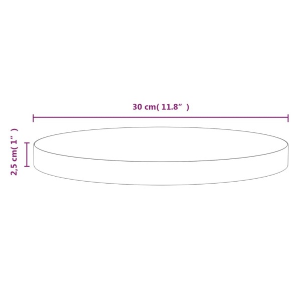 Superficie de mesa madera maciza de pino marrón Ø30x2,5 cm