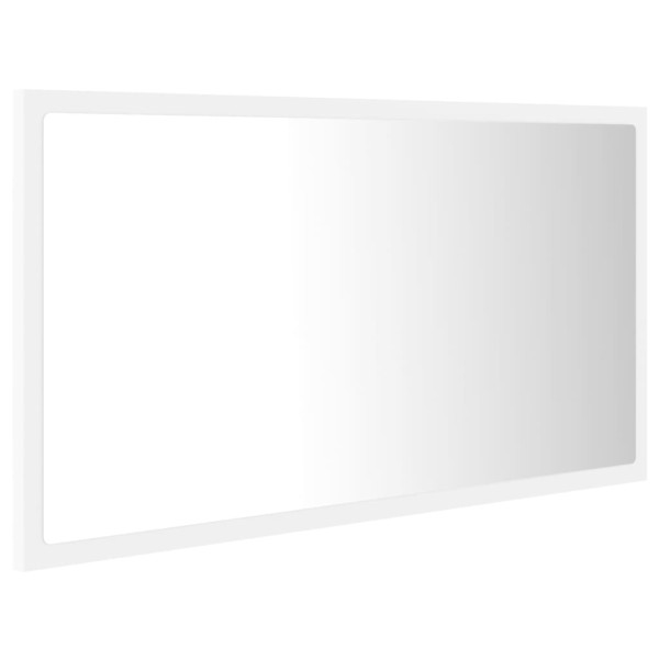 Espejo de baño LED acrílico blanco 80x8,5x37 cm