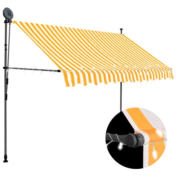 Toldo manual retráctil con LED blanco y naranja 300 cm