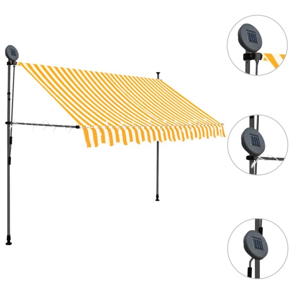 Toldo manual retráctil con LED blanco y naranja 300 cm