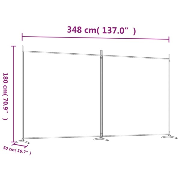 Biombo divisor de 2 paneles de tela gris antracita 348x180 cm