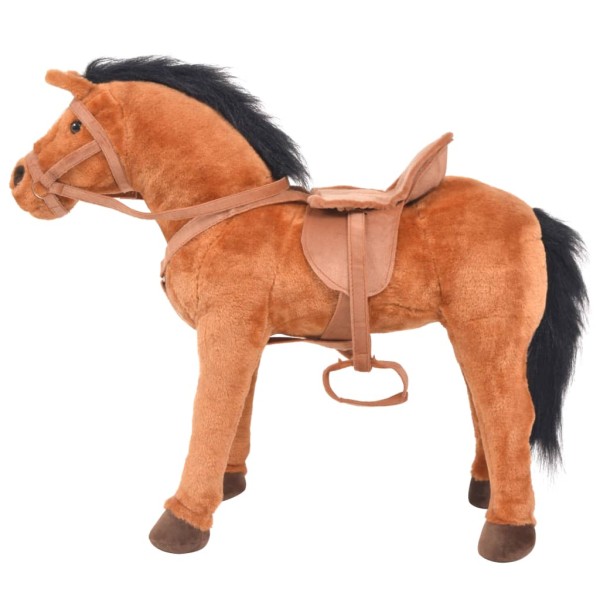 Caballo de juguete de pie de peluche marrón