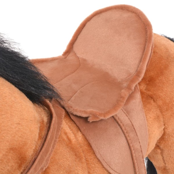 Caballo de juguete de pie de peluche marrón