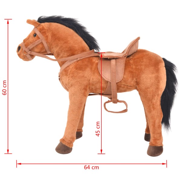 Caballo de juguete de pie de peluche marrón