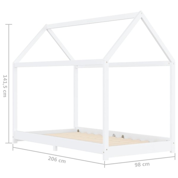 Estructura de cama infantil madera maciza pino blanco 90x200 cm