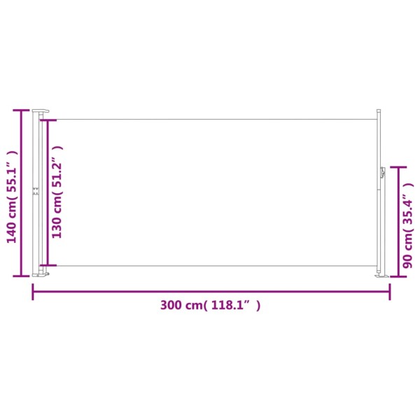 Toldo lateral retráctil 140x300 cm gris