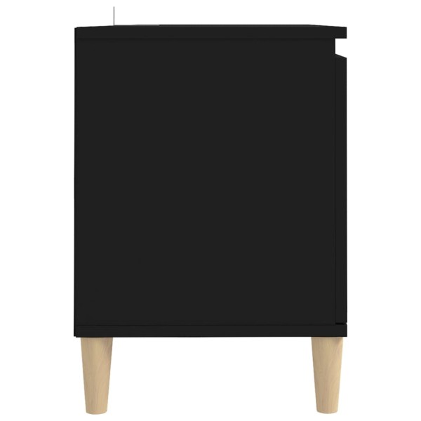 Mueble de TV con patas de madera maciza negro 103,5x35x50 cm